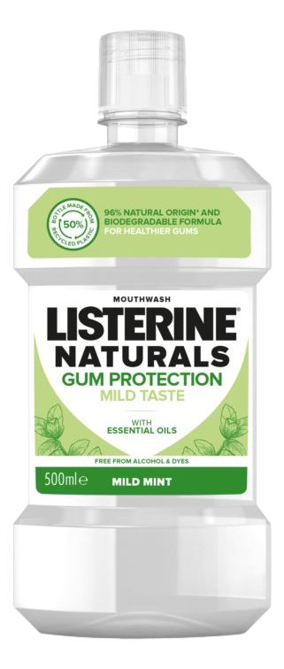 Listerine Naturals Bain de Bouche Protection Gencives Profitez de gencives en bonne santé en toutes circonstances grâce au bain de bouche Protection Gencives Listerine Naturals et son goût plus léger !